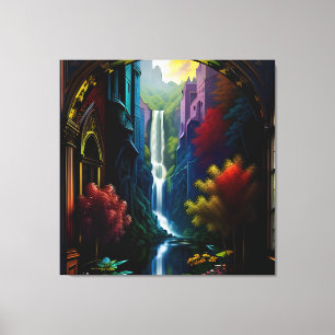 Gotischer Wasserfall im Inneren des Herrenhauses 1 Leinwanddruck