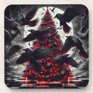 Gotischer Weihnachtsbaum   Dunkle Feiertagsdekorat Getränkeuntersetzer