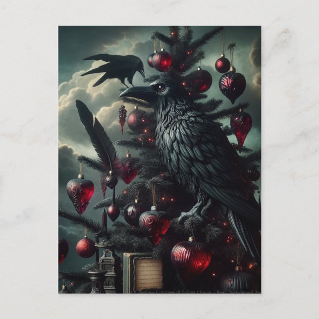 Gotischer Weihnachtsbaum mit Ravens Postkarte (Vorderseite)