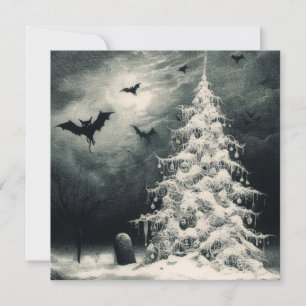 Gotischer Weihnachtsbaum mit Spooky Bats Horror Feiertagskarte