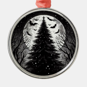 Gotischer Weihnachtsbaum mit Spooky Bats Horror Ornament Aus Metall