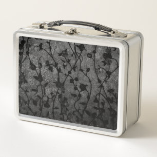 Gotisches antikes Schwarzweiss-Blumen Metall Lunch Box
