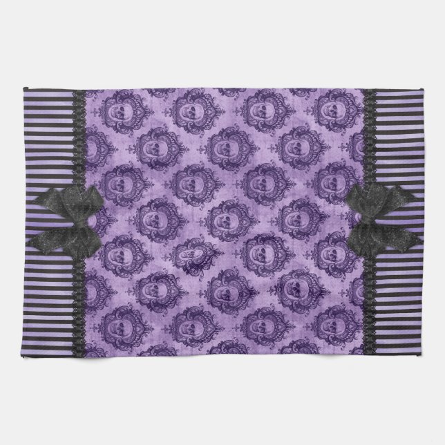 Gotisches barockes Schädel-Tuch Halloweens Geschirrtuch (Horizontal)