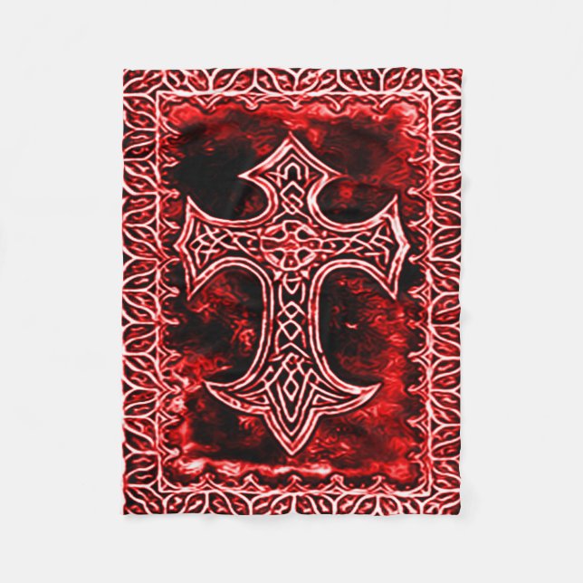 Gotisches Blut-Kreuz-Symbol Fleecedecke (Vorderseite)