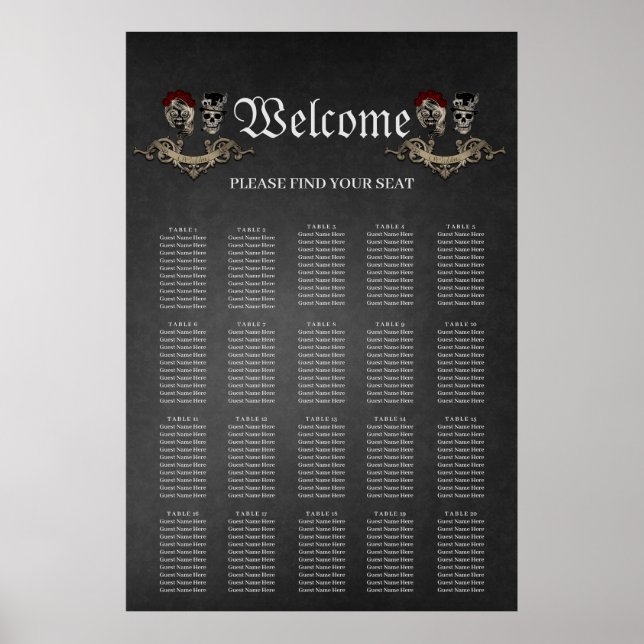 Gotisches Design mit coolen Schädeln Poster (Vorne)