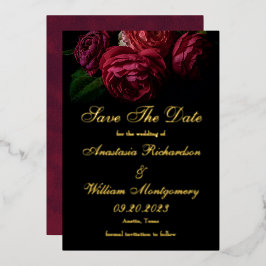 Gotisches Elegantes Schwarzes Gold Save the Date Folieneinladung