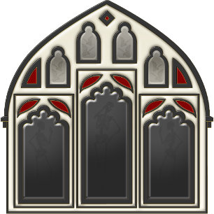 Gotisches Fenster mit Skeletten und Fledermäusen Tapete