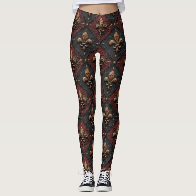 Gotisches geschnitztes Holzwerk Muster (2) Leggings (Vorderseite)
