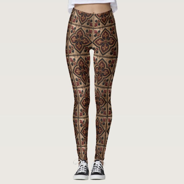 Gotisches geschnitztes Holzwerk Muster (3) Leggings (Vorderseite)