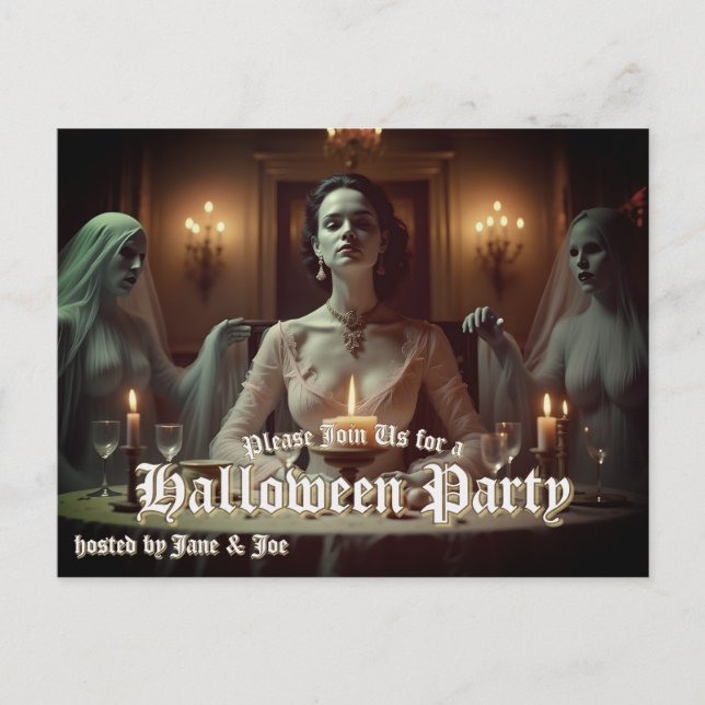 Gotisches Halloween-Bankett in Candlelight Feiertagspostkarte (Vorderseite)