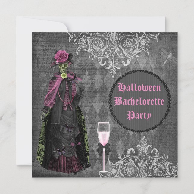 Gotisches Halloween-Braut-Shabby Chic Bachelorette Einladung (Vorderseite)
