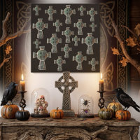 Gotisches Halloween-Friedhofskopfsteinkreuz Zeichn
