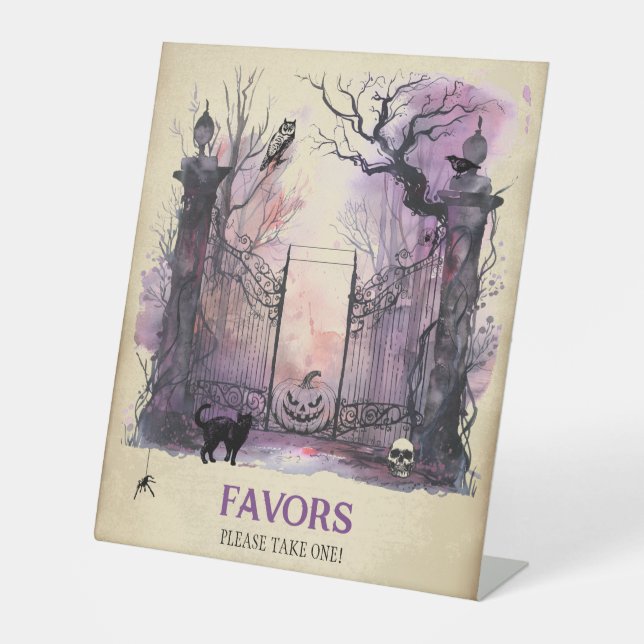 Gotisches Halloween-Party Wasserfarbe Sockelschild (Vorderseite)