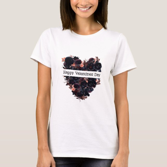 Gotisches Herz aus schwarzen Blume. Dunkle Romanti T-Shirt (Vorderseite)