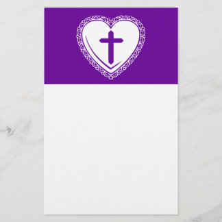 Gotisches Herz + Kreuz (lila + Weiß) Briefpapier