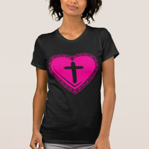 Gotisches Herz + QuerShirt (heißes Rosa) T-Shirt