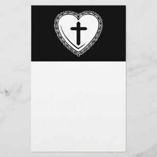 Gotisches Herz-u. Kreuz-Briefpapier (Schwarzes u. Briefpapier