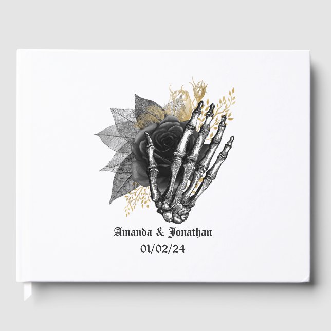 Gotisches HochzeitsGästebuch aus Schwarz und Gold Gästebuch (Vorderseite)