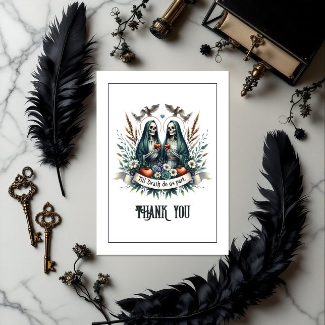 Gotisches Hochzeitsszenario "Till Death Do us Part Dankeskarte ("Till Death Do Us Part" Gothic Wedding Photo Thank You Card)