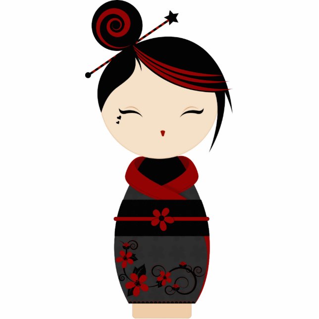 Gotisches Kokeshi Fotoskulptur Schlüsselanhänger (Vorne)