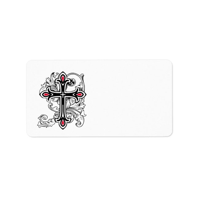 Gotisches Kreuz Adressaufkleber (Vorne)