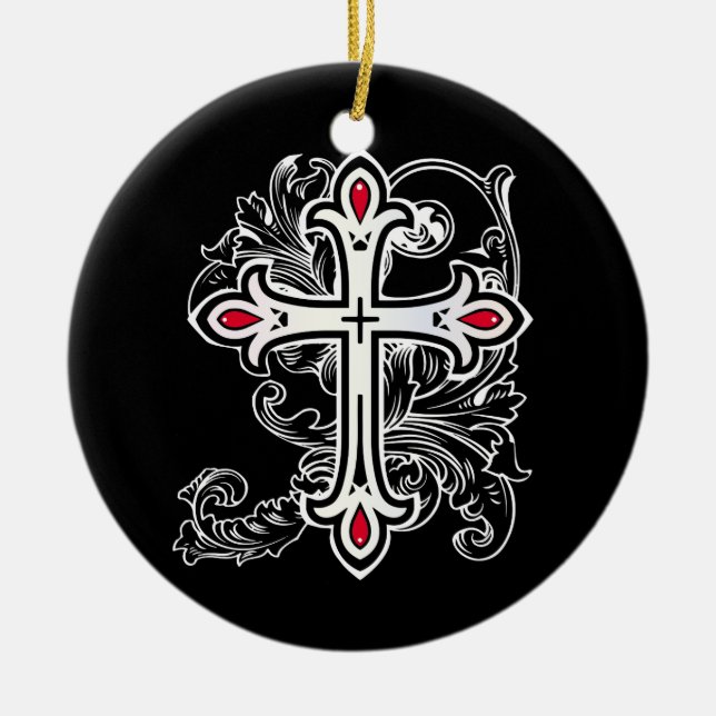 Gotisches Kreuz Keramik Ornament (Vorne)