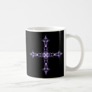 Gotisches lila Fraktal-Kreuz Tasse