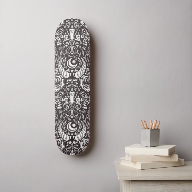 gotisches monochromes Muster Skateboard (Wandkunst)