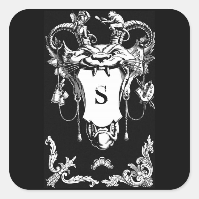Gotisches Monster antike architektonische Dekorati Quadratischer Aufkleber (Vorderseite)