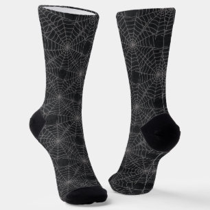 Gotisches Muster aus schwarzem und grauem Spinnenn Socken