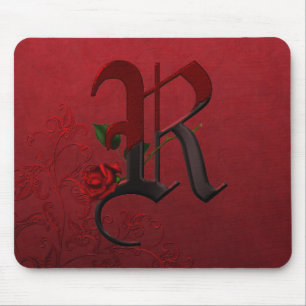 Gotisches Rosen-Monogramm R Mousepad