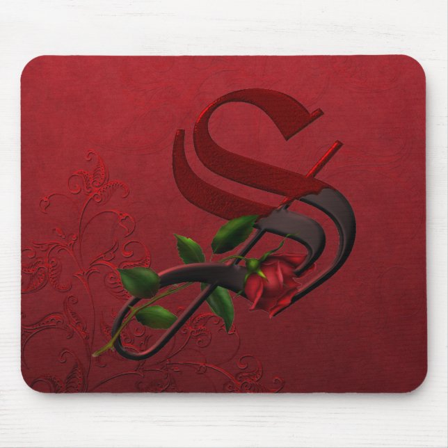 Gotisches Rosen-Monogramm S Mousepad (Vorne)