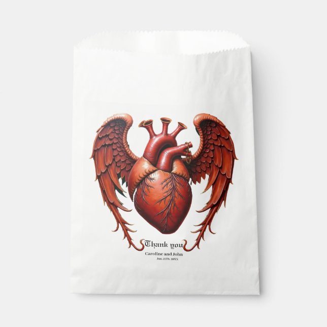 Gotisches Rotes Herz mit Rose - Dunkle Romantik Geschenktütchen (Vorderseite)