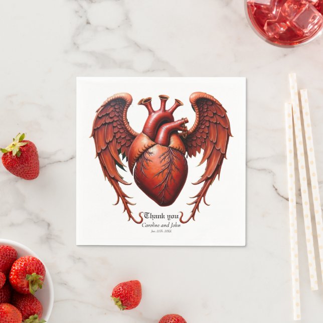 Gotisches Rotes Herz mit Rose - Dunkle Romantik Serviette (Beispiel)