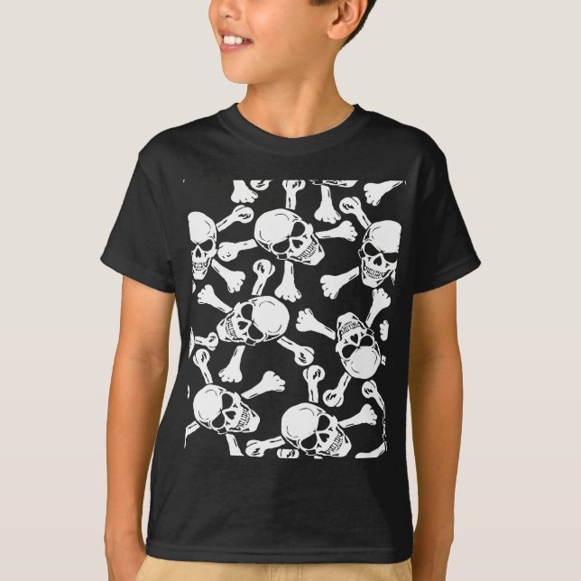 GOTISCHES SCHÄDEL-KNOCHEN-MUSTER T-Shirt (Vorderseite)