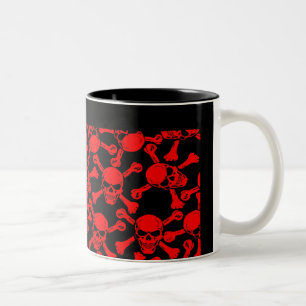 GOTISCHES SCHÄDEL-KNOCHEN-MUSTER ZWEIFARBIGE TASSE