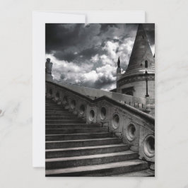 Gotisches Schloss-Schwarzweiss-Halloween-Party Einladung