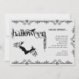 Gotisches Schwarz-Weiß-Halloween-Party Einladung