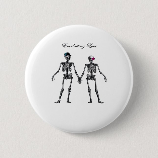 Gotisches Skeleton Couple (Old Pink) Classic Button (Vorderseite)
