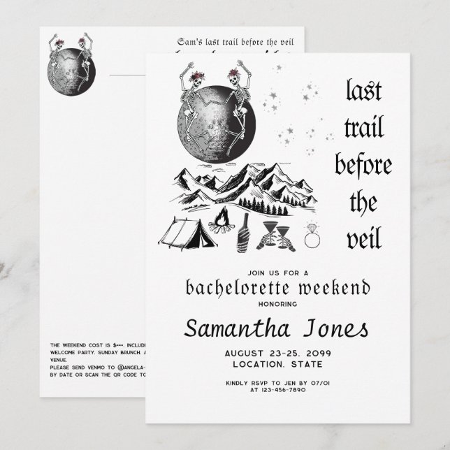 Gotisches Skelett Auf dem Monte Lago Maggiore Einladung (Vorne/Hinten)