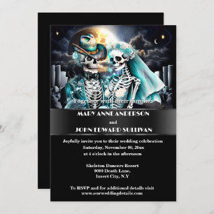 Gotisches Skelettpaar zwischen Hochzeit und Wester Einladung