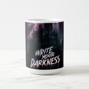 Gotisches Spuk Schloss unter Gewitter mit Text Kaffeetasse