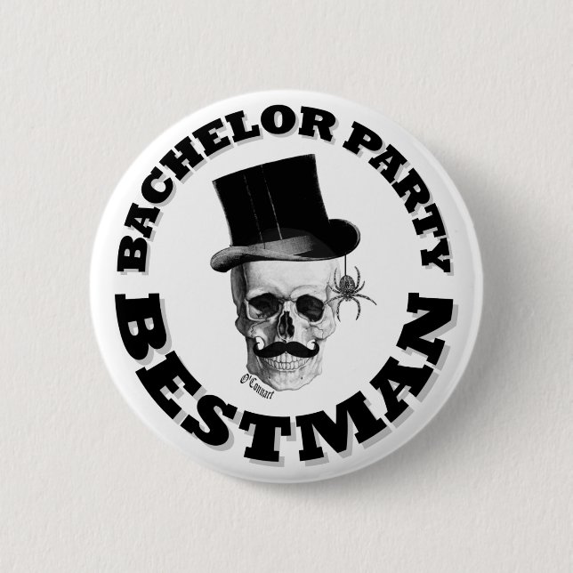 Gotisches steampunk Schädel-Junggeselle-Party Button (Vorderseite)