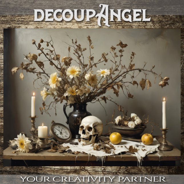 Gotisches Stillleben mit Schädel - Entfärbung - Seidenpapier (Von Creator hochgeladen)