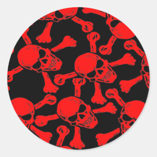 GOTISCHES TOTENKOPF-KREUZKNOCHEN-MUSTER RUNDER AUFKLEBER