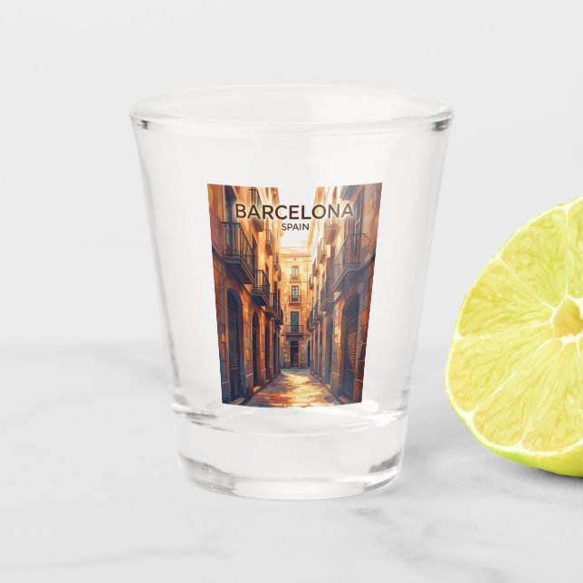 Gotisches Viertel Spanien Schnapsglas (Vorderseite)