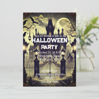 Gotisches Viktorianisches Spuk Haus Vintag Hallowe Einladung