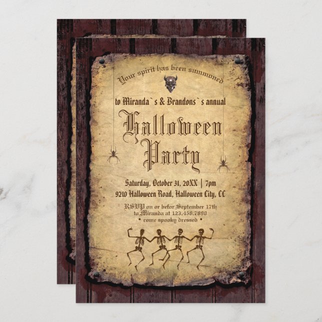 Gotisches Vintages Viktorianisches Halloween-Party Einladung (Vorne/Hinten)