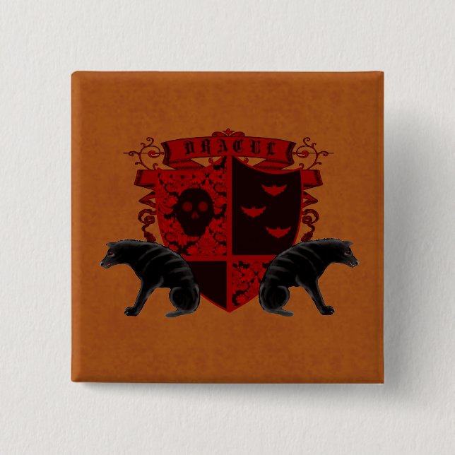 Gotisches Wappenkunde-Dracula-Wappen Knopf-Flair Button (Vorderseite)