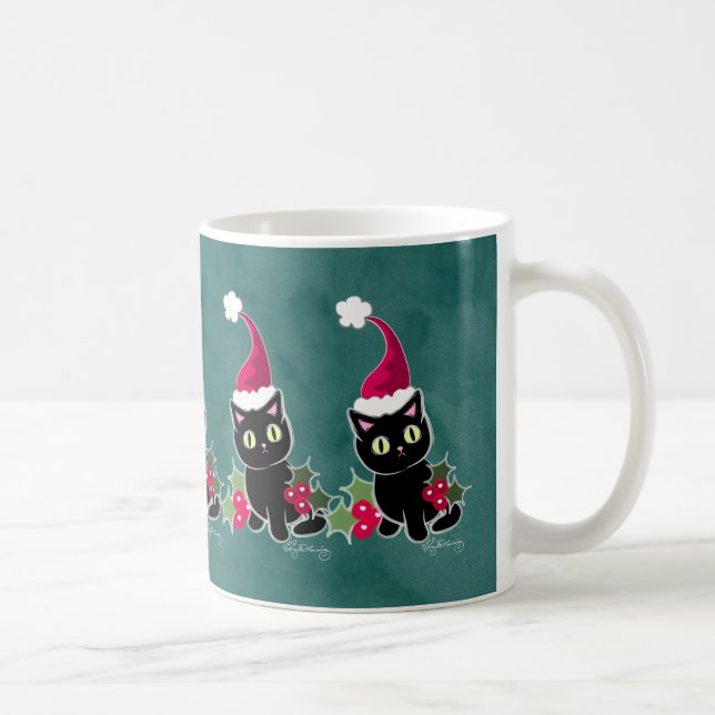 Gotisches Weihnachtskatzen-Grün Tasse (Rechts)